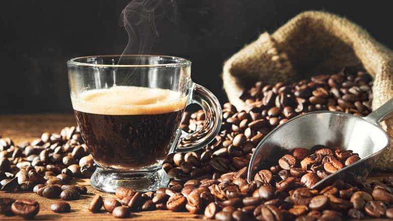 Freshly roasted coffee beans